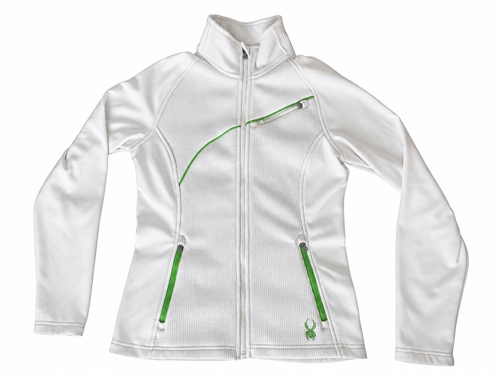 Spyder Women's Core Sweater Fleece Full-Zip Jacket White/Green Size Medium